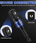 Heavy Duty 3 Piece Impact Socket Adapter Set With One Quarter Inch Hex Shank Chrome Vanadium Steel Drill Extension Includes One...