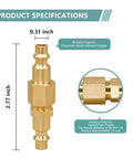 Type D Quick Connect Air Hose Fitting Kit, 1 Quarter NPT Brass Plug And Coupler Set, product specifications shown