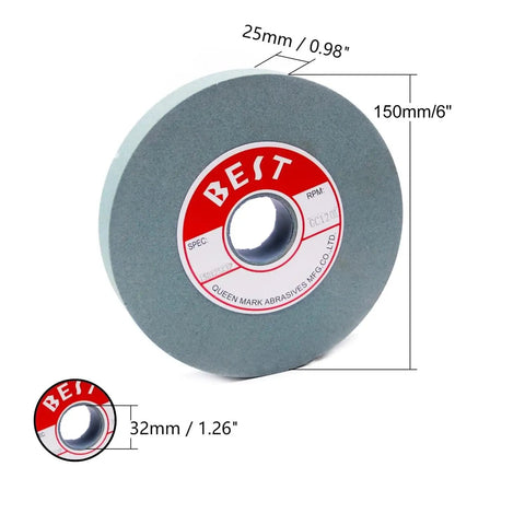 6 Inch Green Silicon Carbide Grinding Wheel 120 Grit For Surface Grinding And Sharpening Carbide Tools Ideal For Bench Grinders Metalworking Toolmaking And Diy Projects 150 X 25 X 32mm 1 Pc