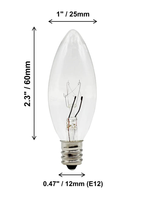 Replacement Light Bulbs For Electric Candle Lamps And Chandeliers No Fuss Easy Fit E12 Candelabra Base Clear Incandescent Torpedo C26 120V 7W