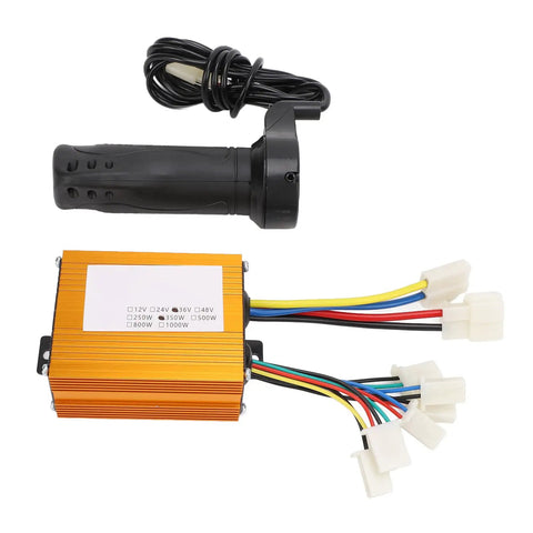 Brushed Electric Bike Controller 36V 350W with Aluminum Housing and Throttle Grip Kit for Scooters and Tricycles, top view