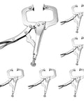 Axgsrv Heavy Duty 6 Inch Locking C Clamps With Swivel Pads, stainless steel, for woodworking and welding projects.