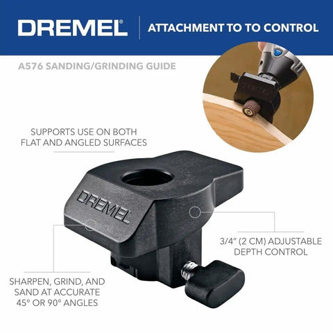 Pro Grade Variable Speed Rotary Tool Kit With 4 Attachments And 34 Accessories, sanding guide attachment detail.