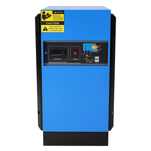 Blue Heavy Duty Refrigerated Air Dryer 125 CFM For 20HP 25HP And 30HP Compressors 110 120V Low Dew Point Color Screen Panel