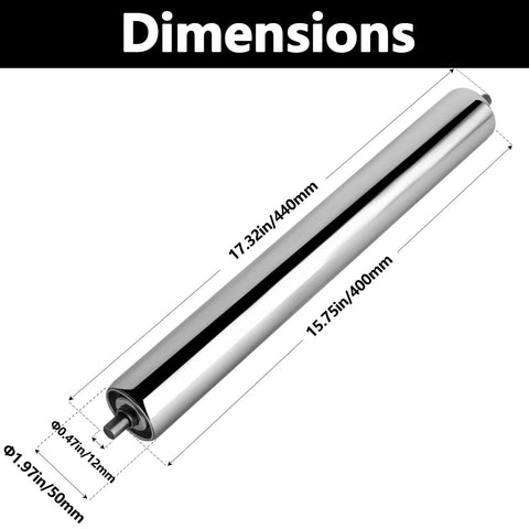 2 Inch By 16 Inch Stainless Steel Conveyor And Mower Roller With Galvanized End Caps Gravity Roller Replacement Part