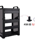 Top Shelf #10-32 X 5/16 Inch Pan Head Machine Screws With Flat Washers 30 Pack Black 304 Stainless Steel Heavy Duty Rackmount Hardware Kit For Deskpi Server Cabinet Setup with rack and screws displayed.