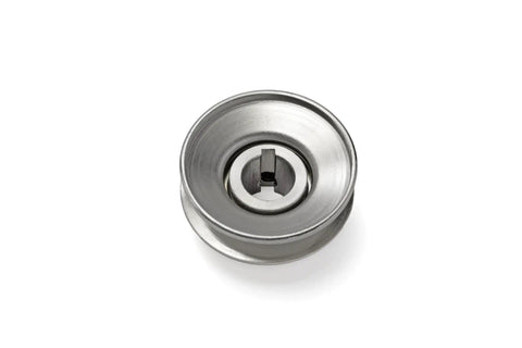 Heavy Duty Steel V Groove Drive Pulley For Smooth Power Transmission 2 1/2 Inch Outside Diameter And 3/4 Inch Bore top view with keyway.