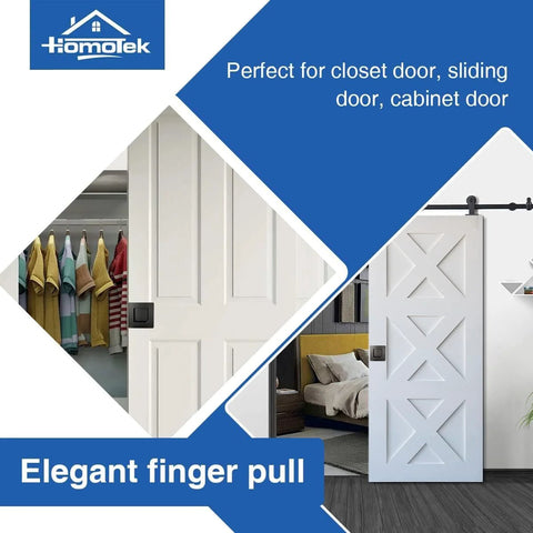 Black Stainless Steel Flush Handles For Sliding Closet Doors Square Recessed Finger Pulls in home setting