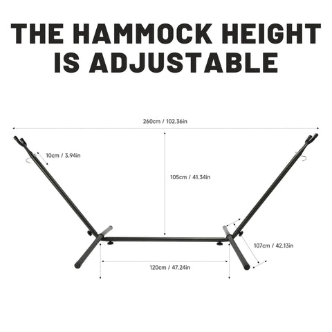 Heavy Duty Steel Stand Outdoor Hammock For Two People With 450 Lb Capacity Portable Beach Backyard Garden Patio 100 By 40 By 38 Inch Blue Durable Steel Frame Makes Setup A Breeze For Backyard Lounging And Travel Or Kick Back black adjustable frame dimensions