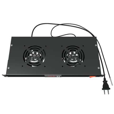Dual 4-Inch Rack Mount Server Cooling System for 1U 19-Inch Cabinets with Adjustable Temperature Control and Digital Heat Monitor Display