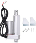 24V Linear Electric Actuator With 50mm Stroke And DC Motor featuring remote control, cables, and mounting brackets.