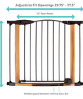 Woodgrain Steel Baby Gate With Auto Close For Doorways, Adjustable 29.75 To 40.5 Inches Wide And 30 Inches Tall, front view