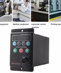 Beefy Single Phase to Three Phase VFD Inverter 750W 1HP with RS485 Port 110V 220V AC Input Output Controller for Industrial Motor Automation and Precise Speed Control black front view
