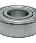 Close-up of 6202-2Z deep groove ball bearing, 15x35x11mm, dual metal shield, pre-greased with GJN grease for motors and DIY projects.