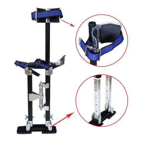 Adjustable Drywall Stilts 15 To 23 Inches For Sheetrock, Painting, And Cleaning, 225 Lb Capacity, Lightweight Aluminum, Black with springs