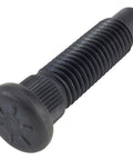Beefed Up Oversized Wheel Studs With Coarse Threads And Short Knurls Super Tough 5/8 Inch Replacement Hardware For Hot Rods And Work Trucks Set Of Five close-up view of black oversized wheel stud