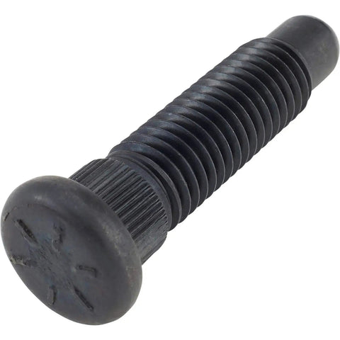 Beefed Up Oversized Wheel Studs With Coarse Threads And Short Knurls Super Tough 5/8 Inch Replacement Hardware For Hot Rods And Work Trucks Set Of Five close-up view of black oversized wheel stud