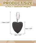 Tablecloth Weights With Metal Clips 12 Piece Set Heart Shaped Pendant Weights 4x4cm for outdoor use