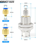 Detailed size comparison of pneumatic connectors highlighting dimensions for PC4-M5 and PC6-M5, with measurements in inches.