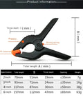 Handy Nylon Spring Clamps Set For DIY Woodworking 2 3 4 6 Inch Clips Toggle Clamp Photo with diagram of clamp sizes and materials.