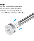 Built To Last 6mm Shaft Collar Clamp On Set shown with 6mm shaft, 12mm outer diameter, aluminum, secured by M4 set screws.