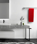 Spacious Dual Arm Swinging Towel Bar Offering Effortless 180 Degree Pivot Wall Mount Design For Quick Wet And Dry Hanging Bumper Proof Setup With Glossy Chrome Finish in modern bathroom