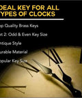 Image showing benefits of 2 Pack 4-In-1 Brass Clock Winding Keys for odd and even numbers, ideal for antique and modern timepieces.