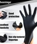 Durable Nitrile Disposable Gloves 4 Mil Thick 1000 Count Powder Free Latex Free Food Safe showing elasticity and textured fingertips