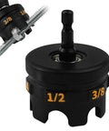 Heavy Duty Threaded Rod Nut Driver mounts directly to power drills, with solid metal construction for quarter and half rods.