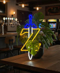 Zelda Sword Neon Sign LED Light For Gaming Room Decor Lit Neon Wall Mount USB Powered 8.2 By 16.1 Inches with plant