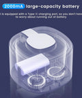 Transparent view of Rechargeable Ultrasonic Retainer Cleaner's 2000mA battery and Type-C port