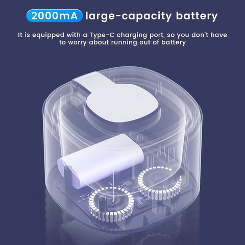 Transparent view of Rechargeable Ultrasonic Retainer Cleaner's 2000mA battery and Type-C port