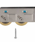 Heavy Duty Double Copper Wheel Stainless Steel Sliding Door Roller Smooth Glide Window Track Pulley with screw for installation.