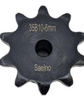 Front view of ANSI 35 Roller Chain Sprocket Type B With 6mm Bore And 10 Teeth For 3/8 Inch Pitch Drive Sprockets Hardened ANSI 1045 Steel