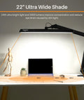 LED Architect Desk Lamp With Clamp, Swing Arm, 2000 Lumen, 22 Inch Head illuminating desk with laptop and decor, Black