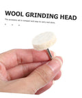 Smooth As Butter Wool Polishing Wheels And Buffing Kit For Jewelry Crafting Rotary Tool Accessories Dremel Compatible wool grinding head in hand.