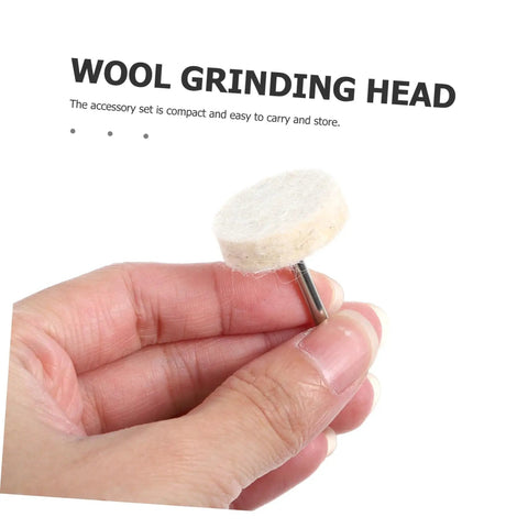 Smooth As Butter Wool Polishing Wheels And Buffing Kit For Jewelry Crafting Rotary Tool Accessories Dremel Compatible wool grinding head in hand.