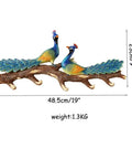 Heavy Duty Wall Mounted Double Coat Hook For Busy Homes And Kitchens Boasting Ultra Smooth Edges, featuring colorful peacocks.