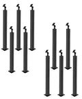 Heavy Duty Matte Black Iron Stair Balusters Featuring Holeless Design And Smooth 270 Degree Rotation, shown in multiple views.
