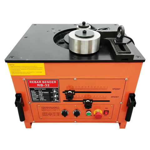Badass Heavy Duty Electric Rebar Bender With 1-1/4 Inch Max Diameter Steel Bending Table Machine 110V 3000W dual foot switches view from the top.