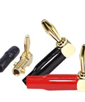 10 Pack 4mm Right Angle Banana Plugs Gold Plated Connectors With Soft Plastic Sheath For Wire Holes 90 Degree Bend Red Color