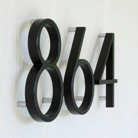 Floating 5 Inch Black Zinc Die Cast Address Number For Front Door, Mailbox, Wall And Exterior Display With Flush Or Floating Mount