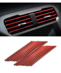 Close-up of installed 20 Piece Bendable Car Air Vent Decoration Strips, Waterproof Red Trim For Vent Outlets, Durable PVC