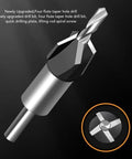Heavy Duty 4 Flute Step Drill Bit Set With M2 HSS Tapered Guide For Precision Punching And Drilling Woodworking Projects Plus Depth Control Stop Kit For #10 Screws And 82 Degree Countersinks On Sheet Metal, 4 flute steel bit