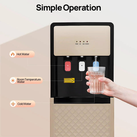 Bottom Loading 5 Gallon Water Dispenser With Hot And Cold Water, 3 Temperature Settings, hand pouring water from dispenser