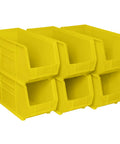 Space Saving Stackable Plastic Storage Bins for Garage Pantry and Craft Room, Heavy Duty Organization Holds Up to 60 Pounds, Yellow, 6-Pack