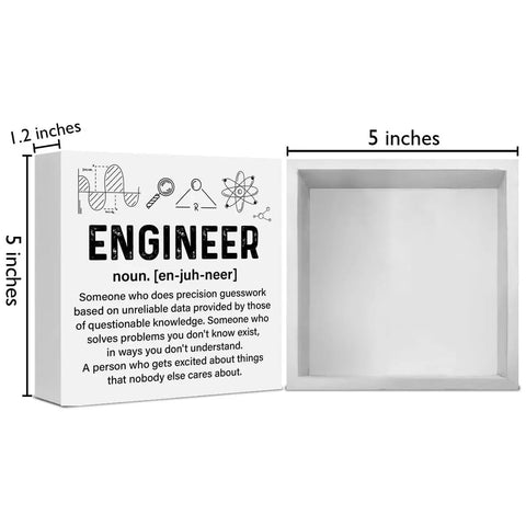 Engineer Decor Wooden Box Sign For Home Office Shelf Or Table Nerdy Yet Cool Gift For Civil Software Mechanical Electrical Engineers