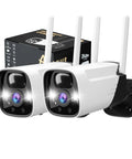 2K Security Cameras Wireless Outdoor With Spotlight 15000mAh Battery Powered WiFi Surveillance Camera With Color Night Vision 2 Pack