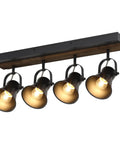 Versatile Quad Light Kitchen Track Lighting Kit With Adjustable Ceiling And Wall Mount Spotlight Slick Industrial Black
