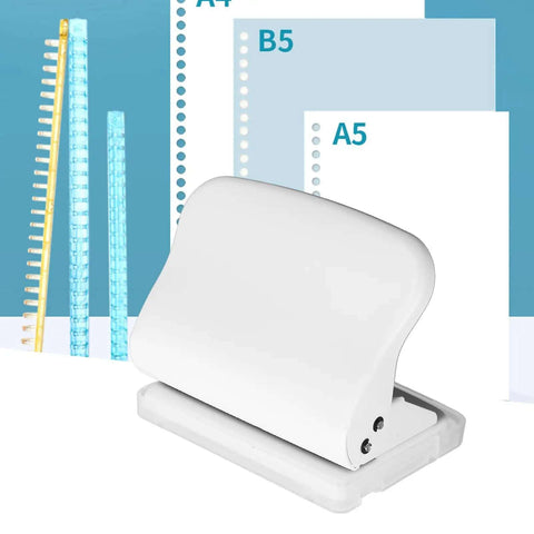 Manual 10 Hole Punch for Loose Leaf Paper A4 to A6 and B5 Sizes, 10 Sheets Capacity, Sturdy Metal Body with Flip Tray